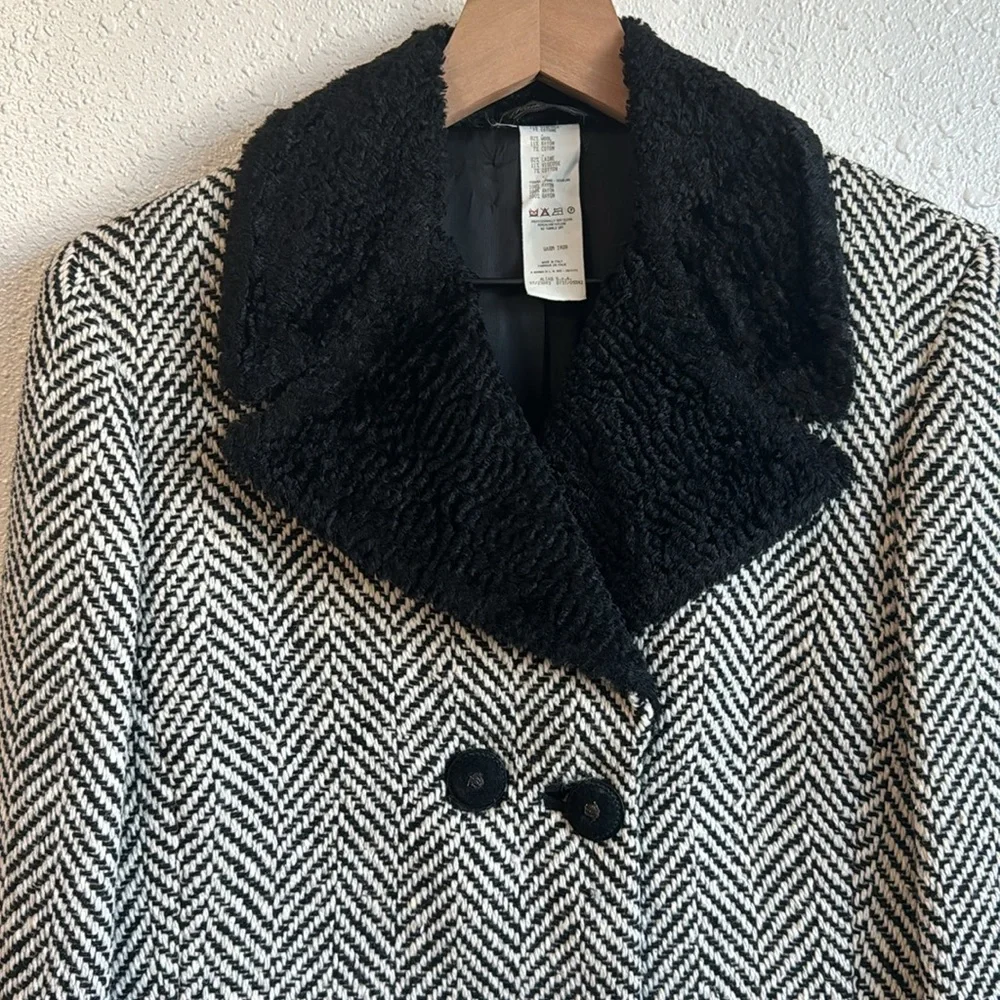 Gianni Versace 1973 Herringbone Wool Double Breasted Peacoat - Picture 11 of 12